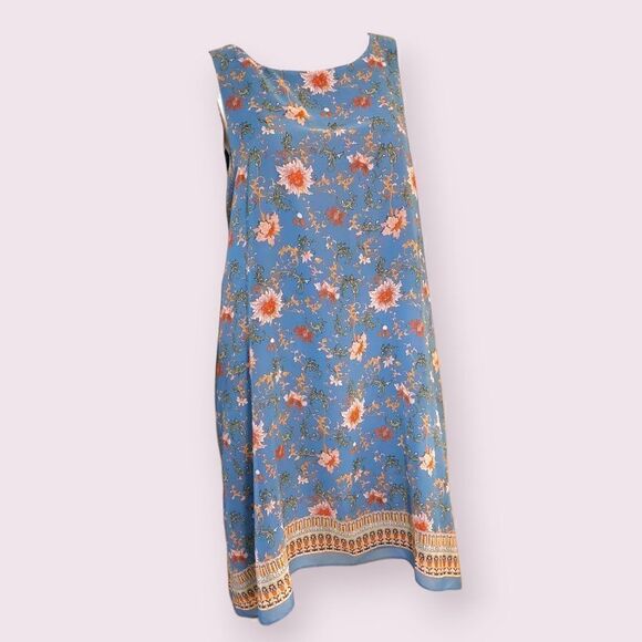*nwt* Max Studio Scarf Print Trapeze Shift Sleeveless Dress Floral - Picture 2 of 5